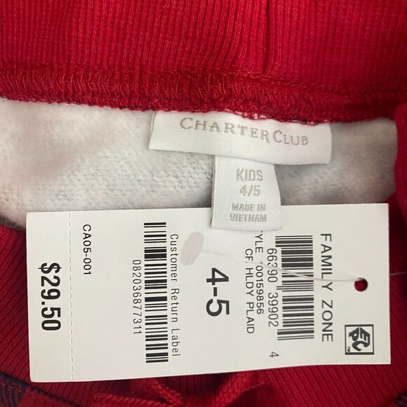 New Charter Club Children's Plaid Jogger Pants Kids Size 4-5 Youth - Picture 3 of 10